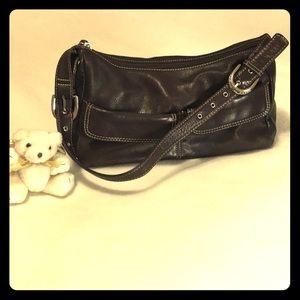 Stone Mountain dk. brown leather shoulder bag VGUC